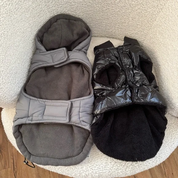 Gray and Black Dog Puffer Jackets - Picture 2 of 6